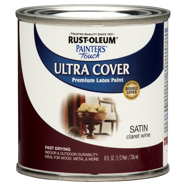 Rust-Oleum Interior/Exterior Paint, Satin, Claret Wine, 1/2 Pint 267310 - main